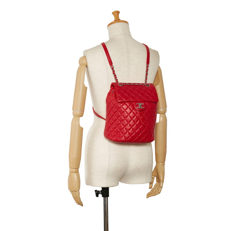 Chanel Matrases Coco Rucksack Backpack Red Silver   Chanel