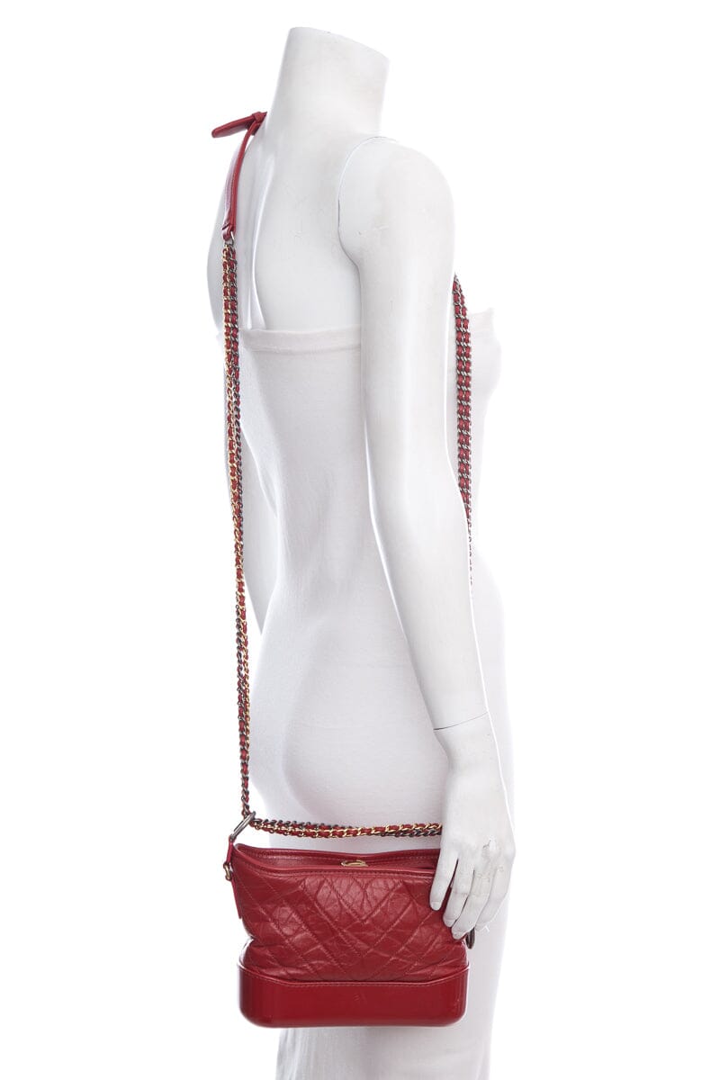 Chanel Red Small Gabrielle mixed metal hardware HandBag