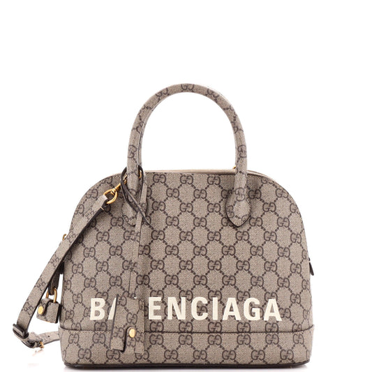 Gucci x Luxury Balenciaga  The Hacker Project Logo Ville Bag GG Coated Canvas Small