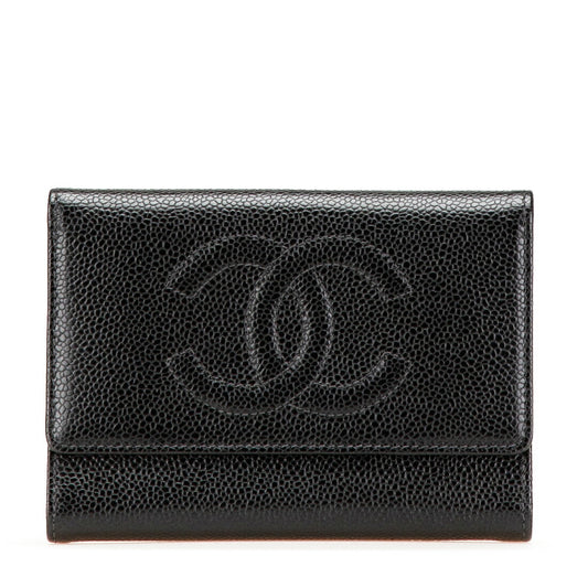 Chanel Coco Mark Caviar Skin Trifold Wallet