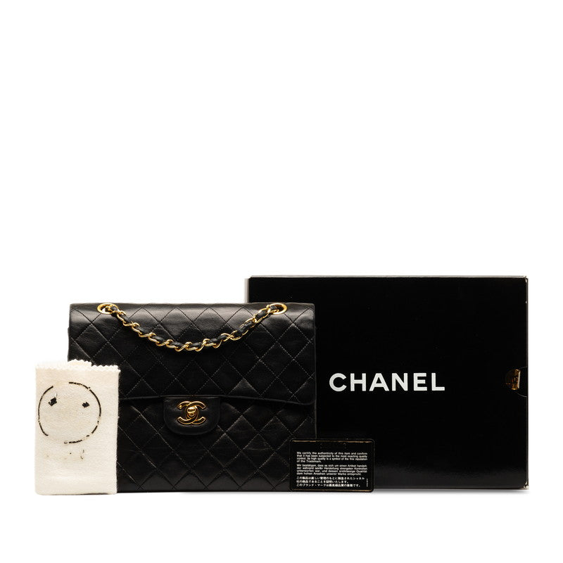 Chanel Mattrase 25 Coco Double Flap Chain Shoulder Bag Black G   CHANEL