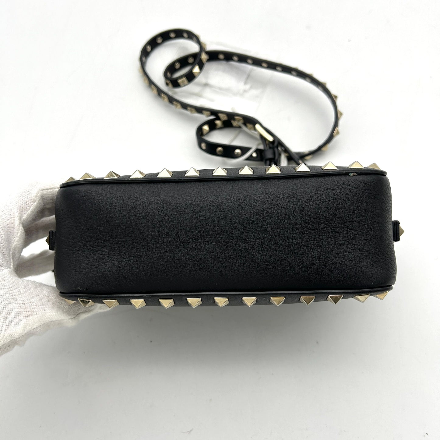 VALENTINO GARAVANI Calfskin Rockstud Camera Crossbody Bag LA20156
