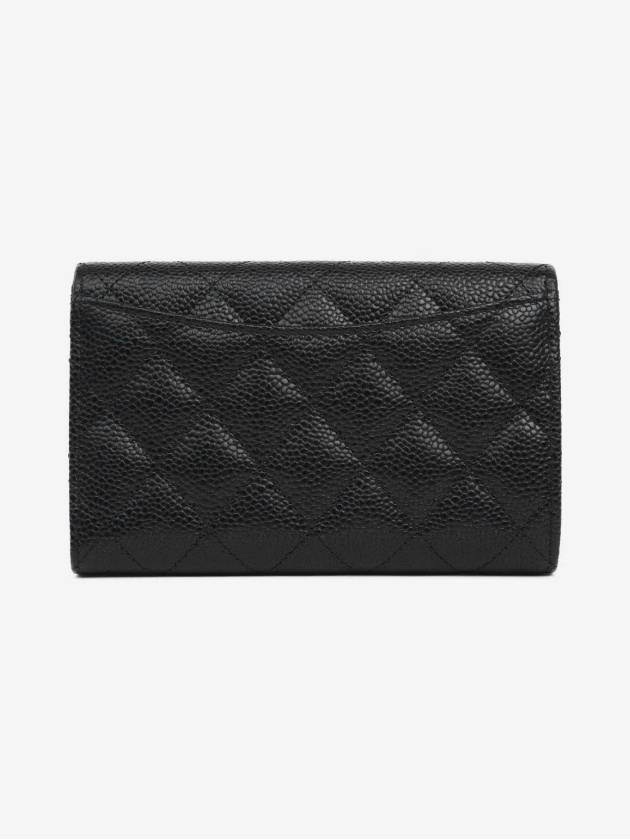 Classic medium wallet black caviar silver plate AP0232 Chanel
