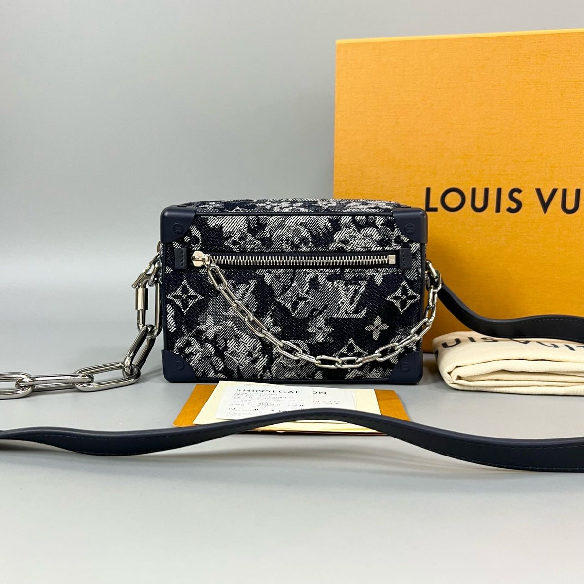 Preloved Louis Vuitton Soft Trunk 18.5*12.9*7.8cm Dark blue XJ10962