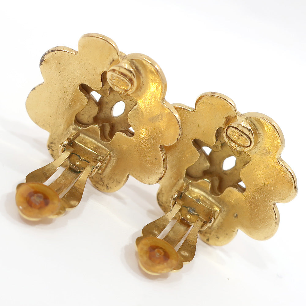 Chanel Earring One-to-One Flower Motif CC Mark 96P G Color Gold  GP About 25.1g Clipper  Accessories Female  Box