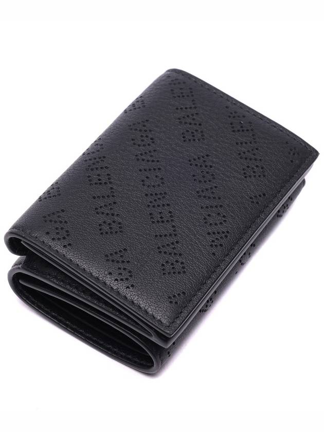 Luxury Balenciaga  Logo Perforated Half Wallet Black