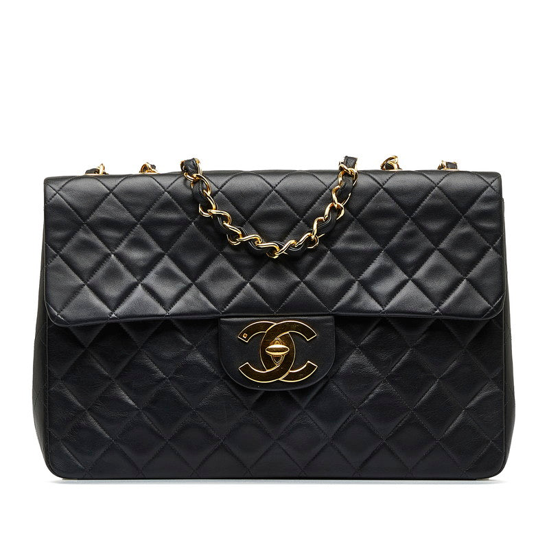 Chanel Decamatrasse 34 Cocomark ingle Flap Chain Shoulder Bag Black   Chanel