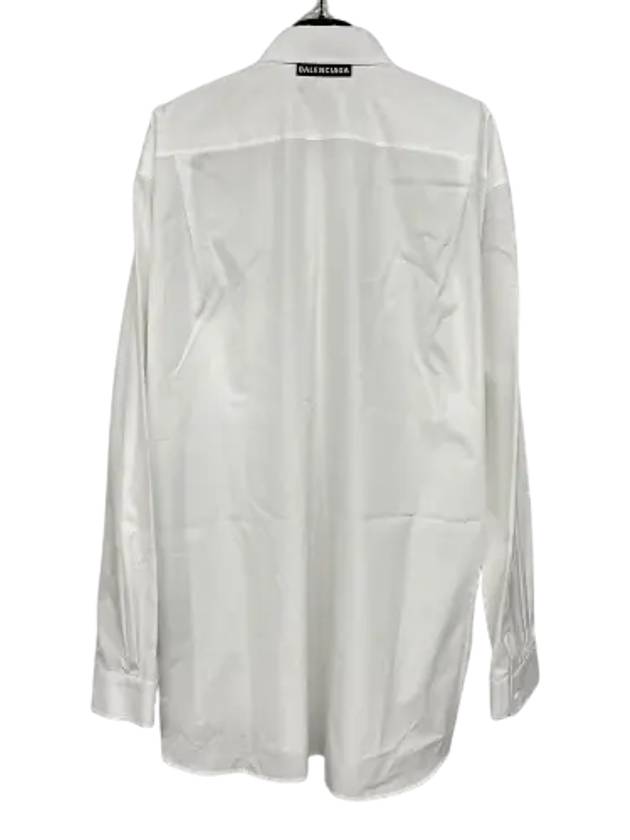 Luxury Balenciaga  Logo Oversized Long Sleeve Shirt White