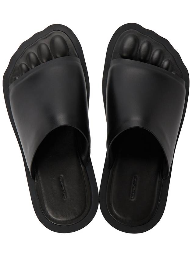 Luxury Balenciaga  Leather Slippers Black