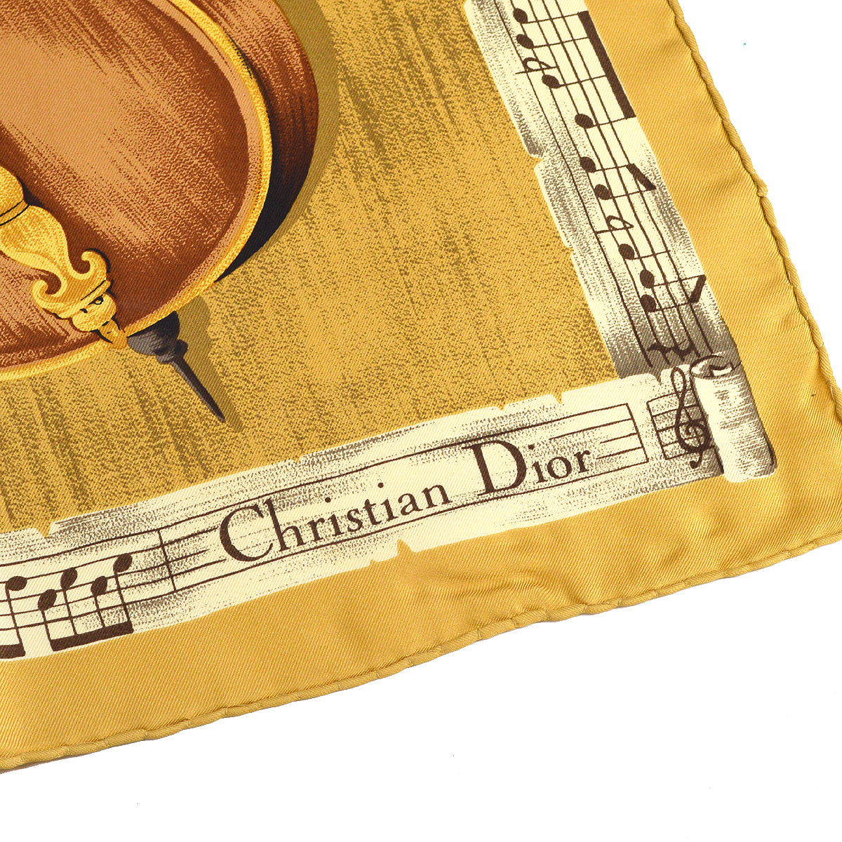 Christian Dior Musical Instrument Scarf Brown Small Good