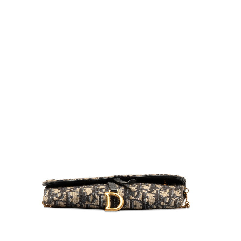 Dior Oblique Saddle Long Wallet Chain Wallet Beige Naive Canvas Leather  Dior