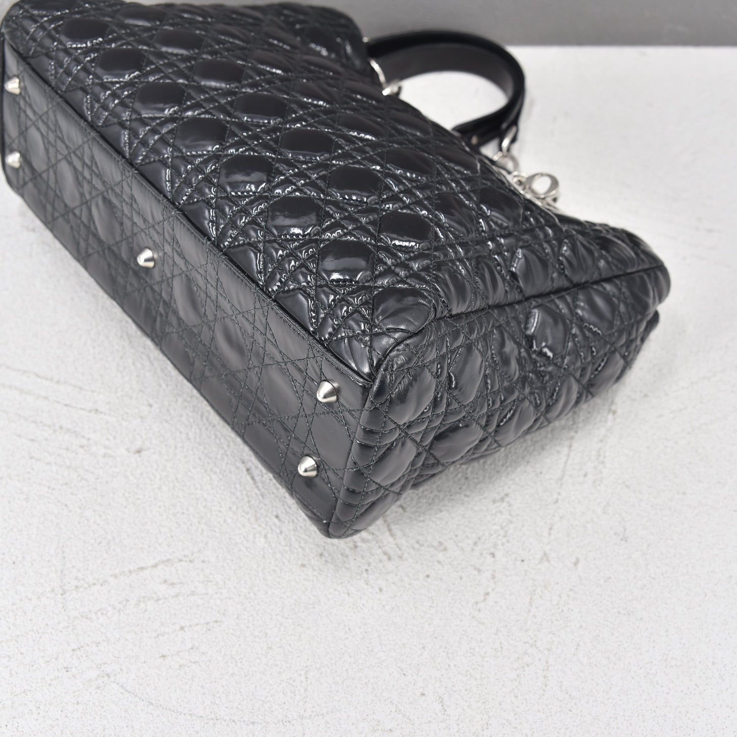 Cannage Patent Leather Shopping Tote