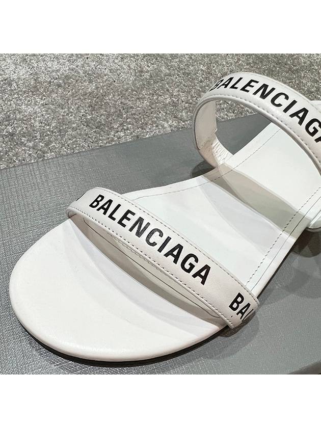 Luxury Balenciaga  Logo Round Slippers White