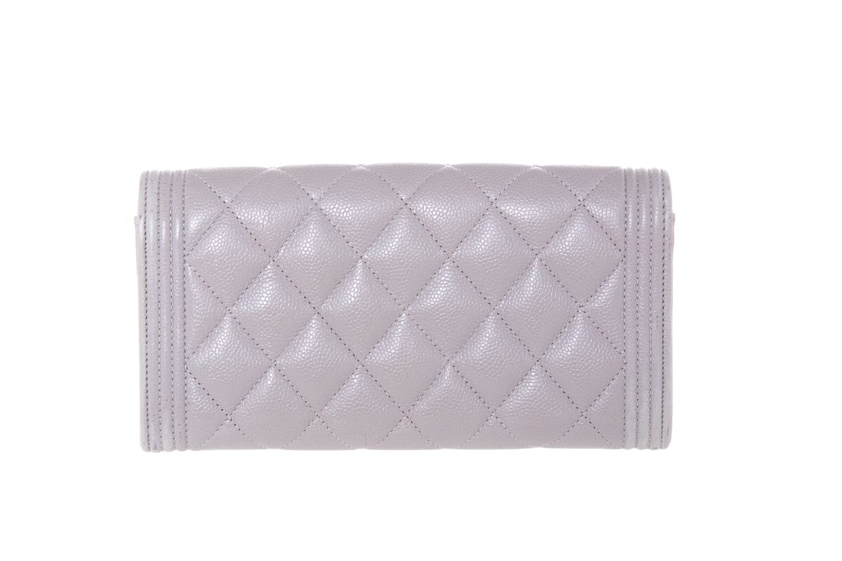 Chanel 2020 Grey Quilted Caviar Wallet