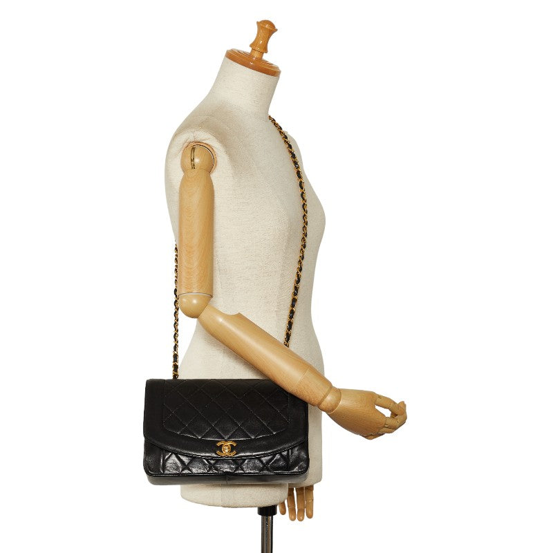 Chanel Mattress Diana 25 Chain houlder Bag Black Leather Lady Chanel