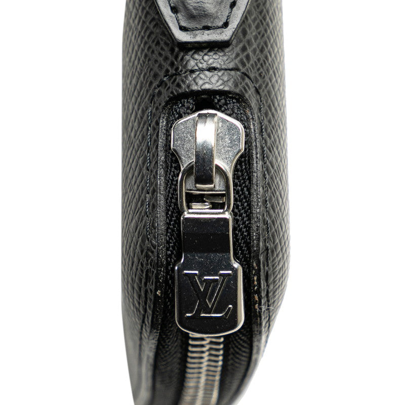 Louis Vuitton Taiga Organizer Atoll Roundfasner Long Wallet M30652 Black Leather Mens LOUIS VUITTON