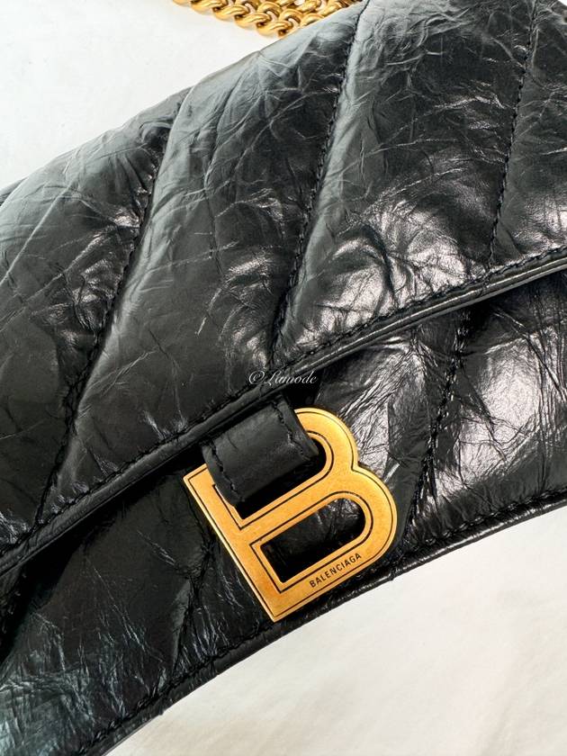Luxury Balenciaga  Crush XS Chain Quilted Shoulder Bag Black