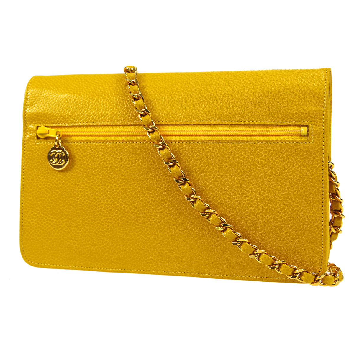 Chanel 1997-1999 Yellow Caviar Timeless WOC Wallet on Chain