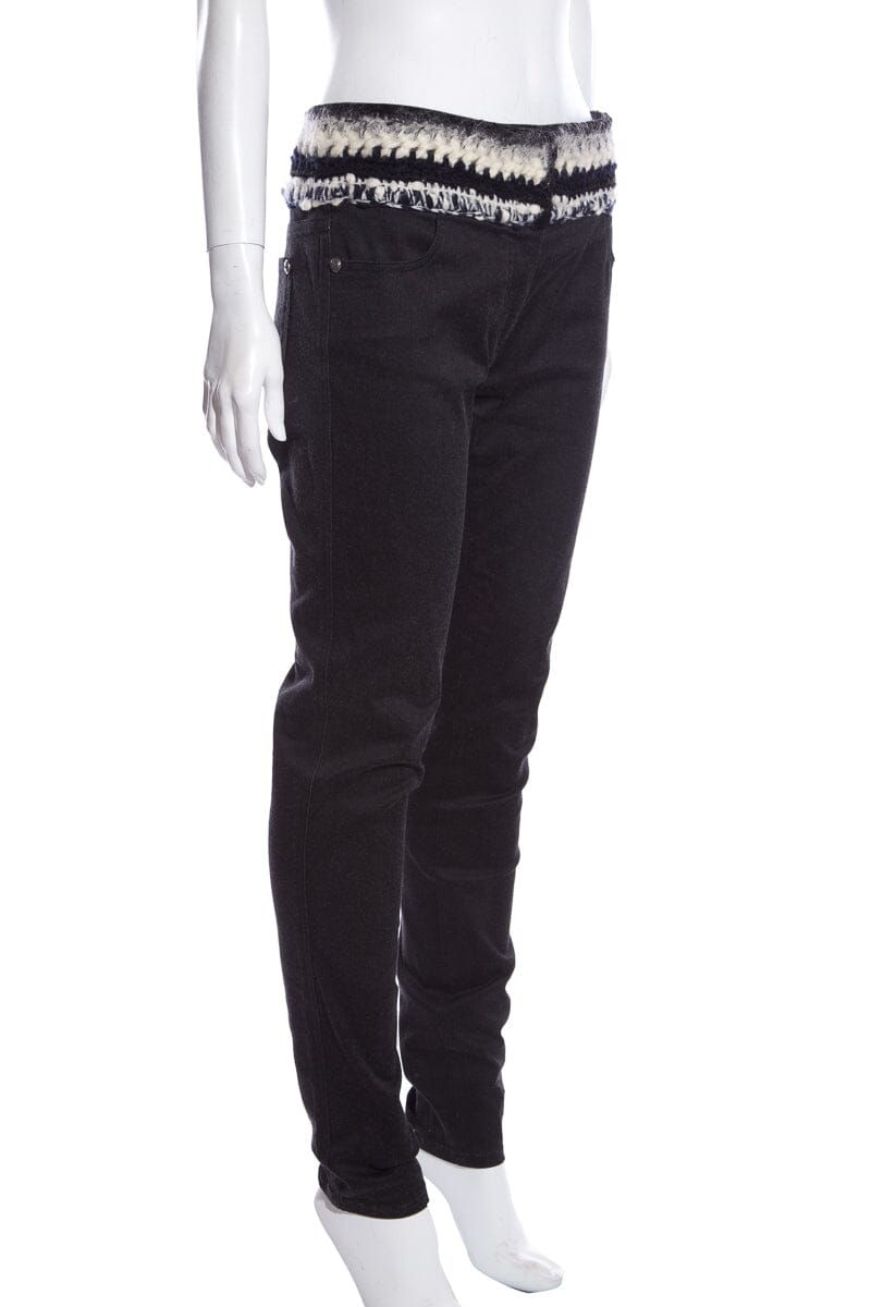 Chanel Grey Tweed Waistband Jeans SZ 42