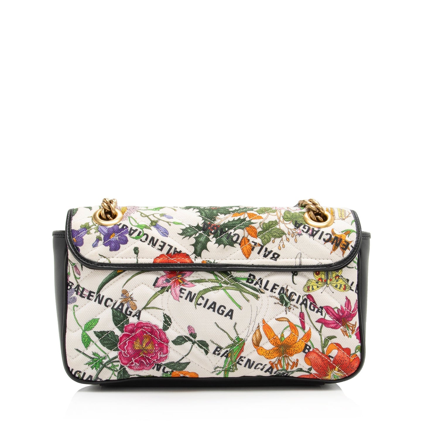 Gucci x Luxury Balenciaga  Canvas Flora GG Marmont The Hacker Project Small Flap Shoulder Bag