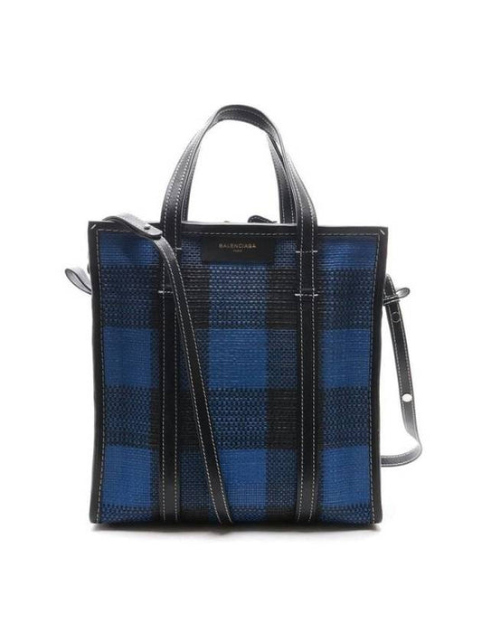 Luxury Balenciaga  Bazar Check Tote Bag Blue