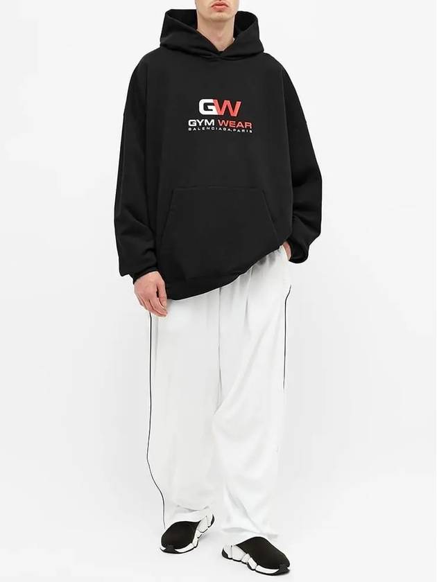 Luxury Balenciaga  Gymwear Logo Print Cotton Hoodie Black