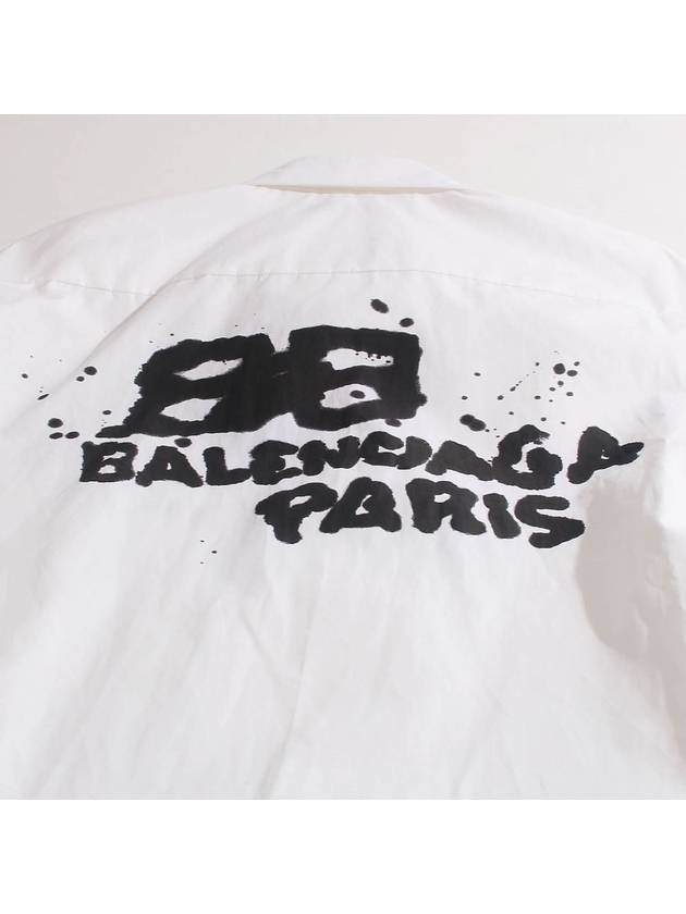 Luxury Balenciaga  Hand Drawn BB Overfit Long Sleeve Shirt White
