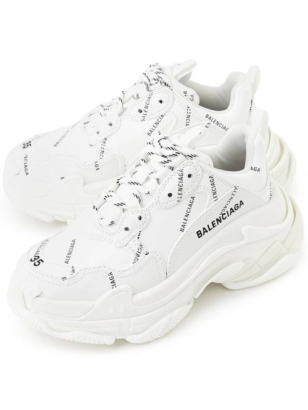 Luxury Balenciaga  Triple S All-Over Logo Low Top Sneakers White
