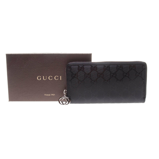 Gucci 307982 Black GG Imprime Leather Zip Around Long Wallet