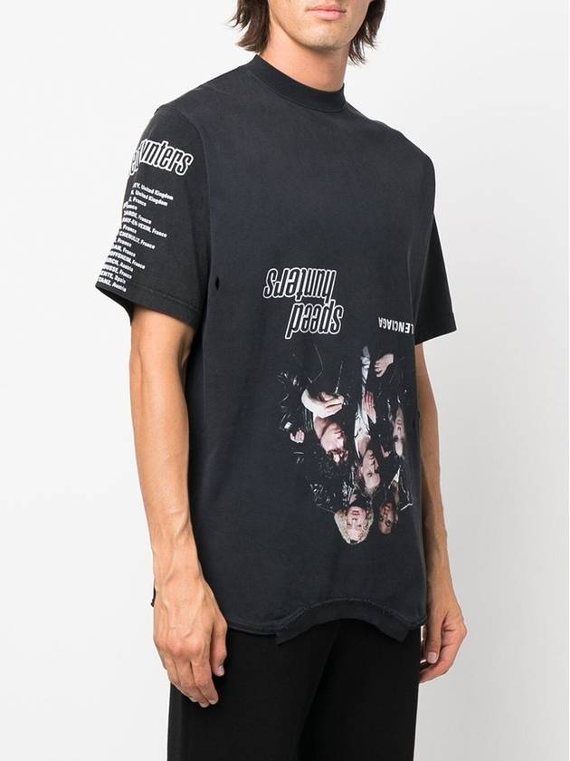 Luxury Balenciaga  Speed Hunter Upside Down Oversized Short Sleeve T-shirt Black