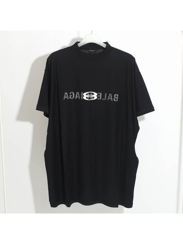 Luxury Balenciaga  Logo Print Short Sleeve T-Shirt Black