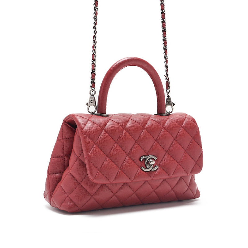CHANEL Matrasse Coco Handle 2WAY Handbag Caviar S Red (Silver G ) Handbag  Shoulder Bag Ladies Handbag Hybrid 【 Delivery】 Netherlands Online