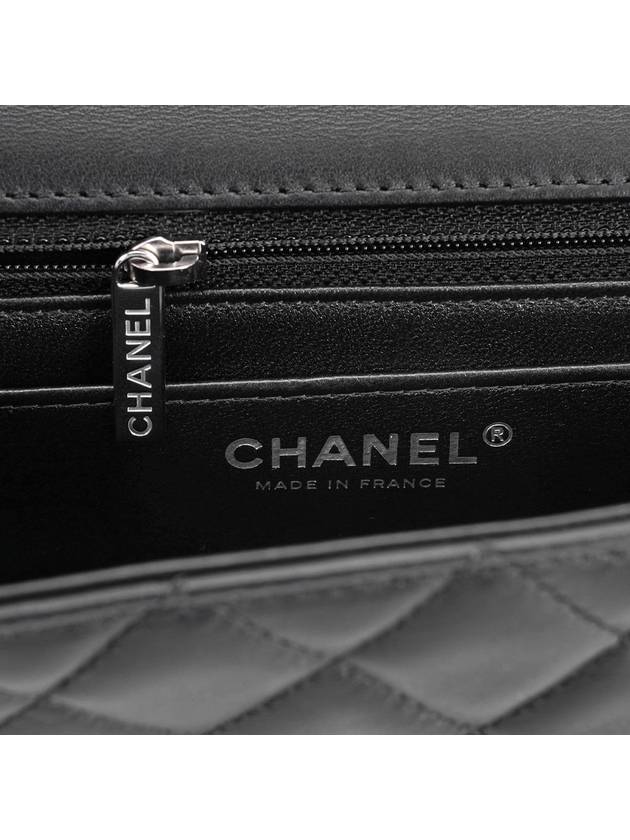 Mini Flap Crossbody Bag Lambskin Silver Black Chanel