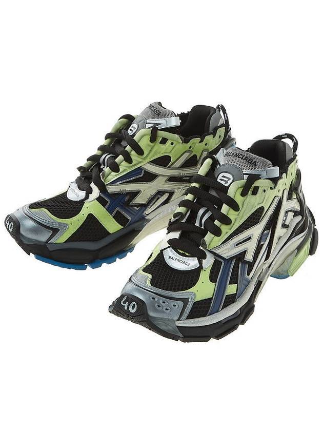 Luxury Balenciaga  Runner Low Top Sneakers Green Black Blue