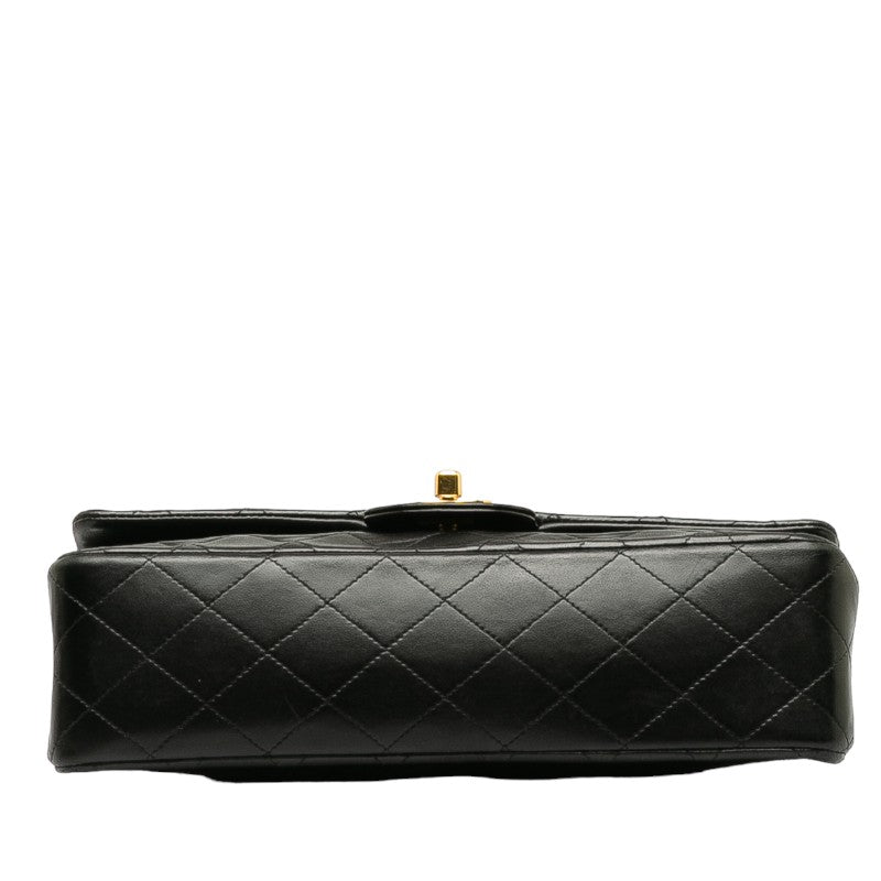 Chanel Matrases 25 Double Flap Chain Shoulder Bag Black Leather  Chanel