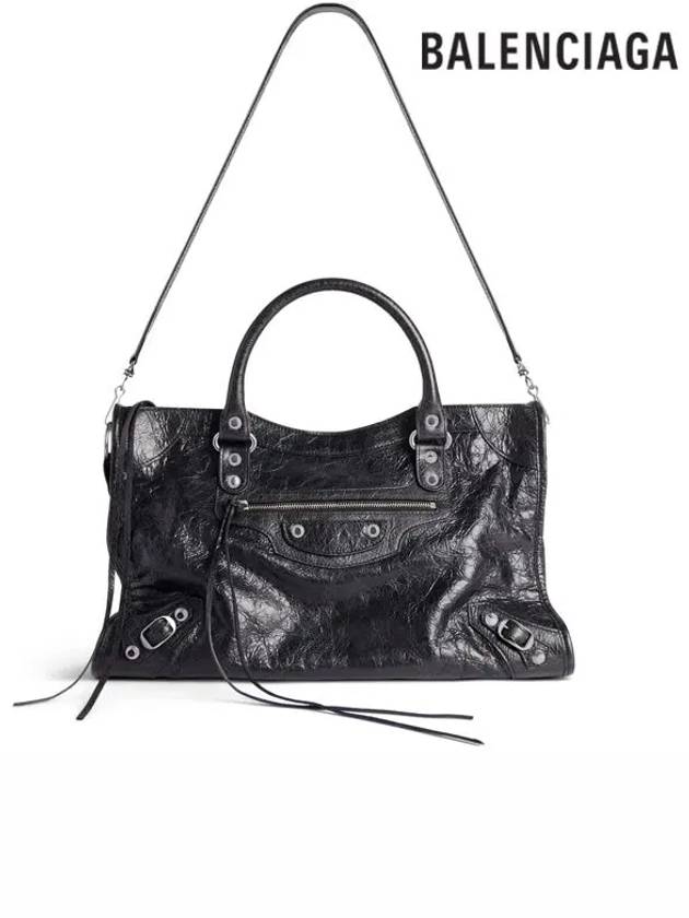 Luxury Balenciaga  Le City Medium Leather Tote Bag Black