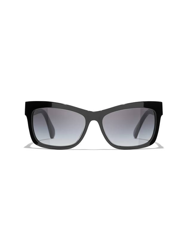 Eyewear CC Logo Cubic Crystal Rectangular Sunglasses Black Chanel