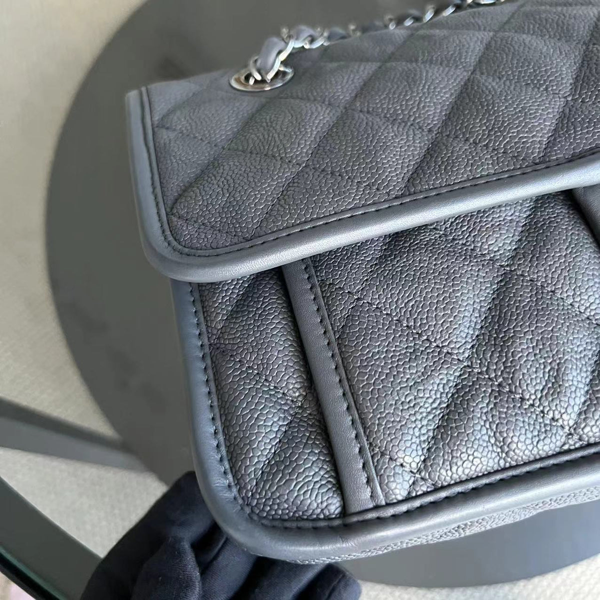 Caviar French Riviera Medium 25CM Dark Grey Gray Silver Hardware Series 19