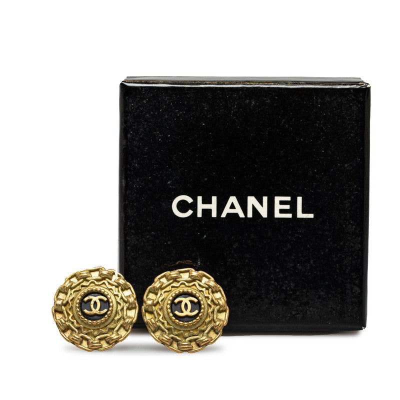 Chanel Vintage Coco Chain Earrings Black G   Chanel