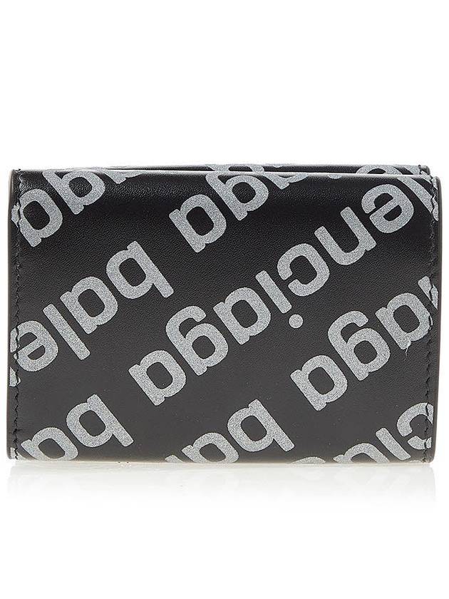 Luxury Balenciaga  All-Over Logo Tri-Fold Half Wallet Black