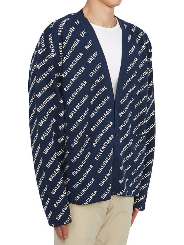 Luxury Balenciaga  Mini Allover Logo Knit Cardigan Blue
