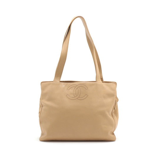 Chanel Coco Caviar S Shoulder Bag Beige Gold  6th