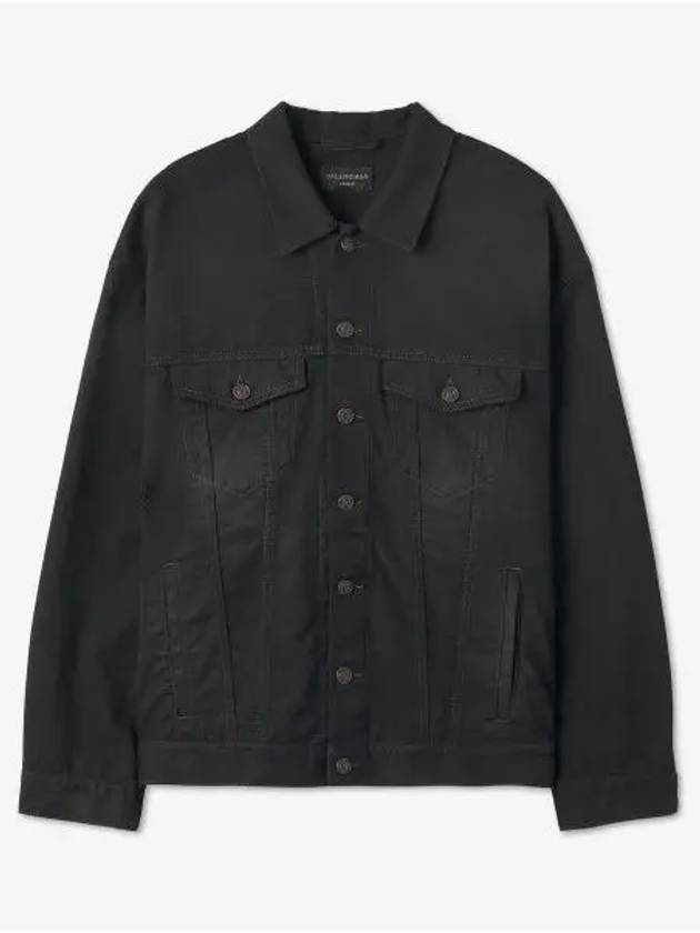 Luxury Balenciaga  Political Campaign Logo Oversized Denim Jacket Black