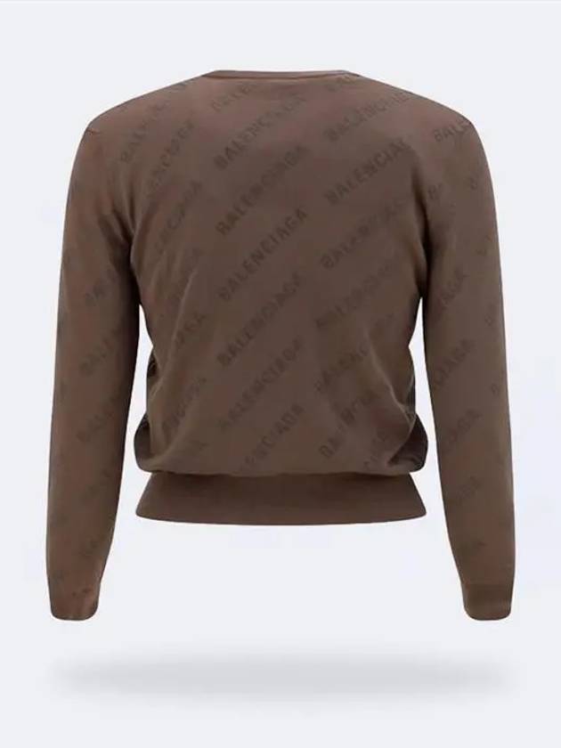 Luxury Balenciaga  All-Over Logo Print Cotton Crop Cardigan Beige