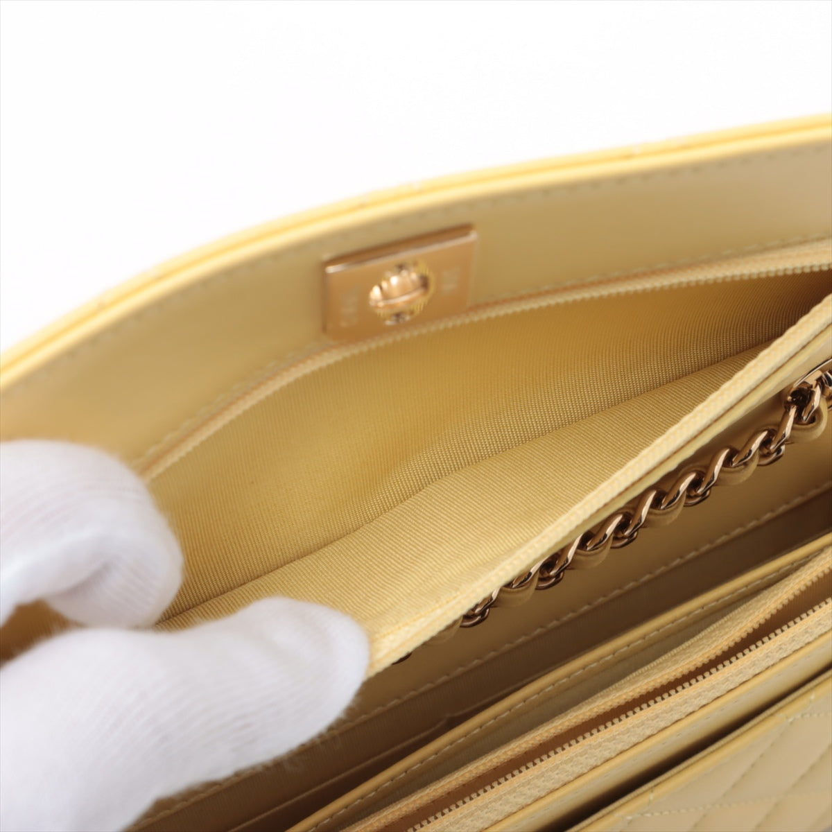 Chanel Matrasse  Chain Wallet Yellow G