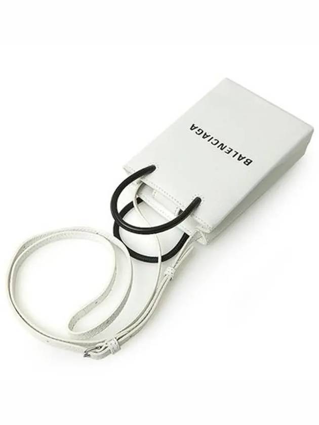 Luxury Balenciaga  Logo Leather Phone Holder Mini Bag White