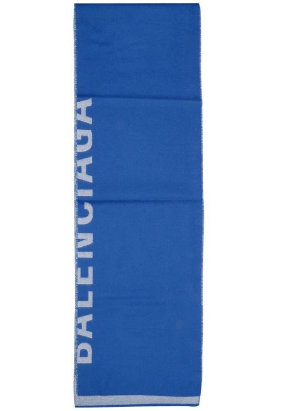 Luxury Balenciaga  Logo Wool Muffler Blue