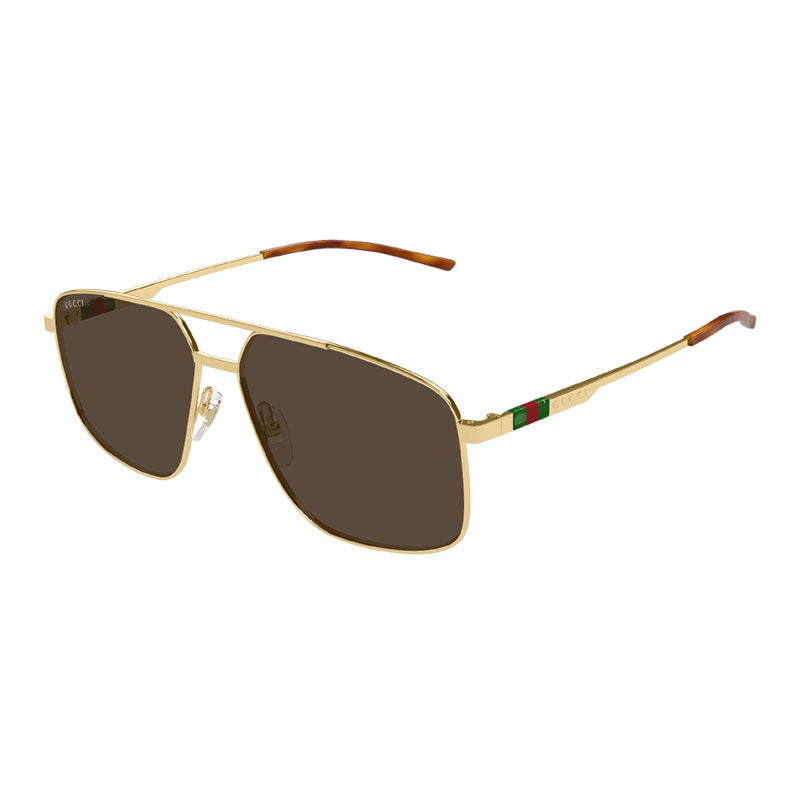 Gucci Sunglasses Aviator Full Rim, Shiny Dark Ruthenium Frame and Brown Lens GG1676S003