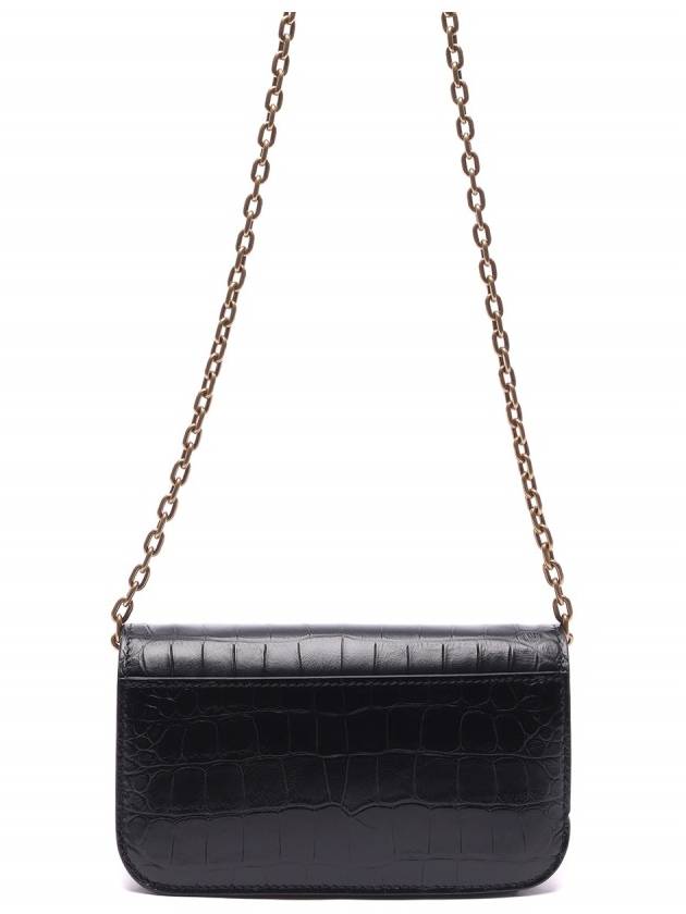 Luxury Balenciaga  Gossip BB Logo Crocodile Chain Shoulder Bag Black