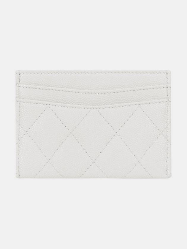 Gold CC Logo Leather Card Wallet White Chanel